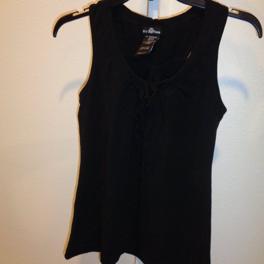 It's Our Time Junior's Black Tank Top Size Large Stretch
